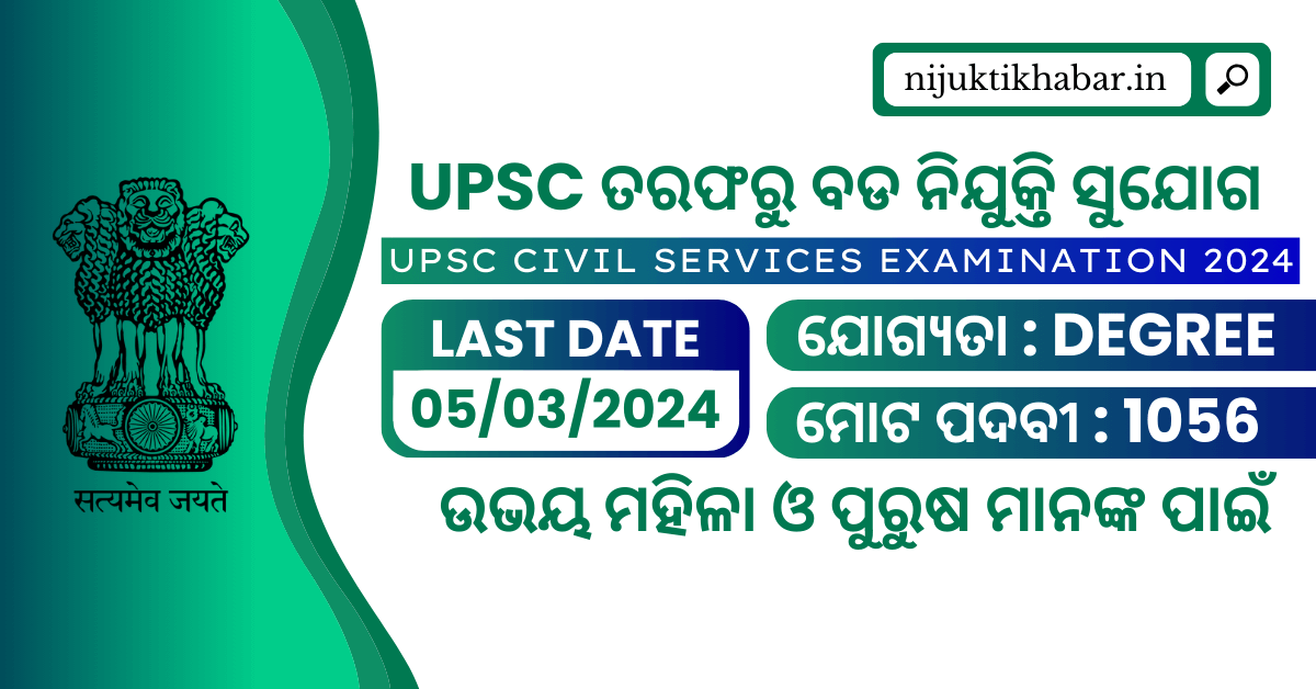 UPSC Civil Services Examination 2024 | Apply Online For 1056 Civil ...